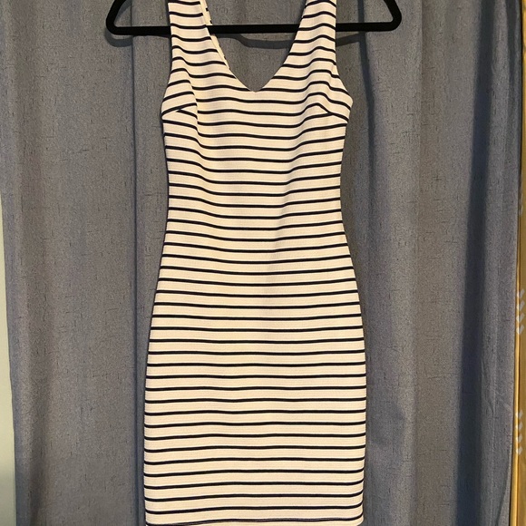 Aqua Dresses & Skirts - Aqua blue and white striped bodycon dress